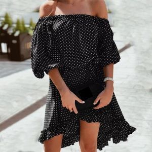 👄 LAST 2 Off Shoulder Polka Dot Dress